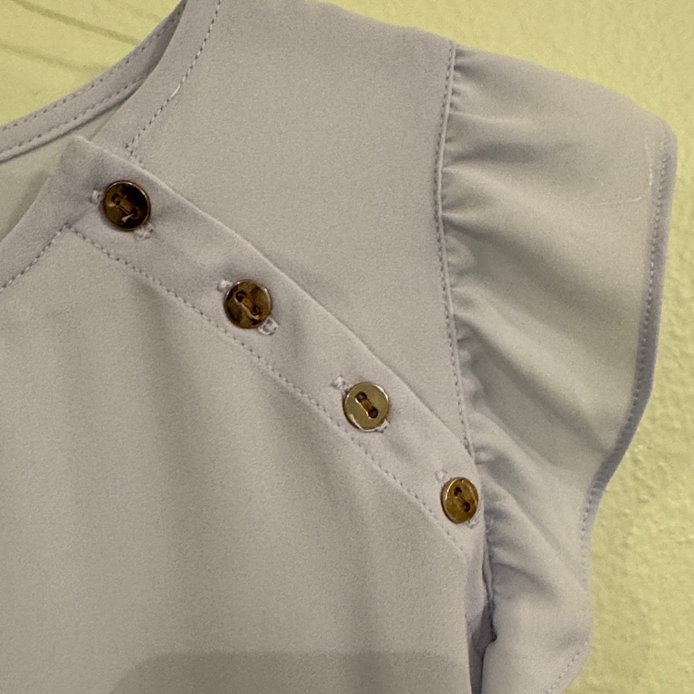 LOFT Soft Blue Button Detail Blouse Size Medium - Picture 3 of 8